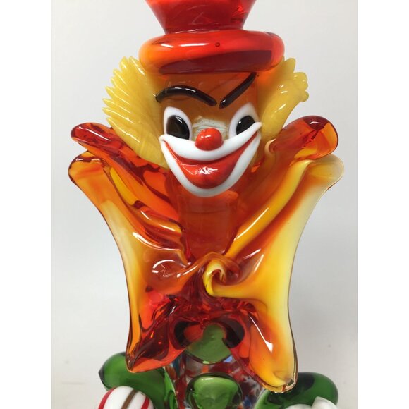 MURANO Colorful Hand Blown Art Glass Clown- about 10'' Tall - Vintage (1960s)